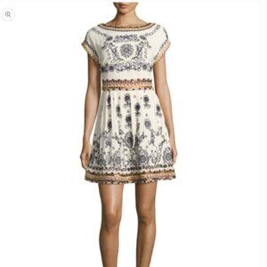 Alice + Olivia Gertie Embroidered Boho Short Sleeve Dress 0
